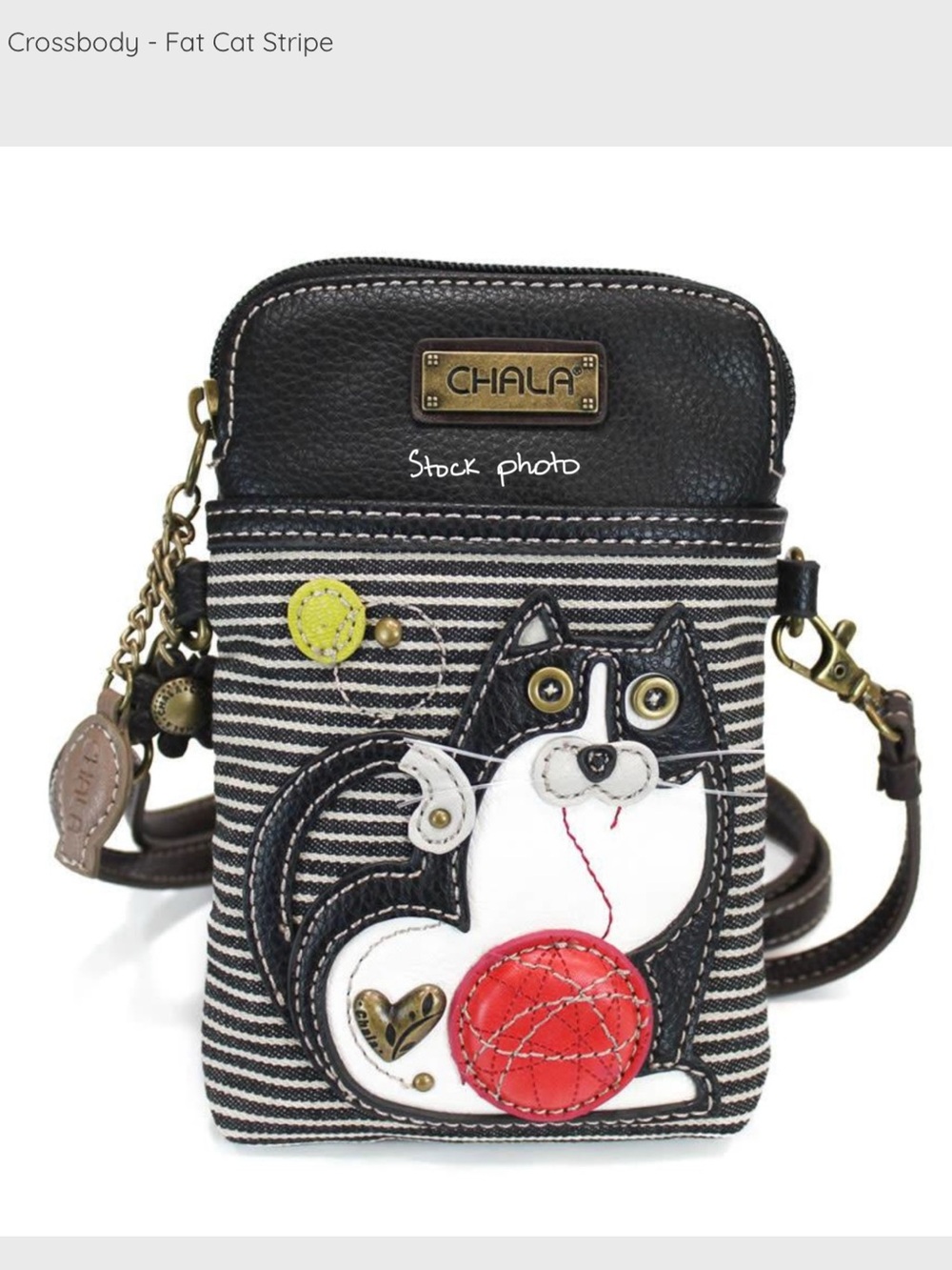 Chala Fat Cat stripe cell phone crossbody
